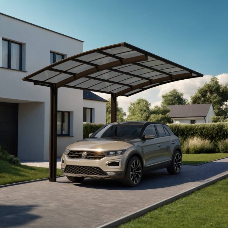 Carport PORTOFORTE Rallongé et largeur augmentée XL (charge toiture 100kg/m²) Anodisé coloris bronze mat - XIMAX PORTOFORTE - Image 2