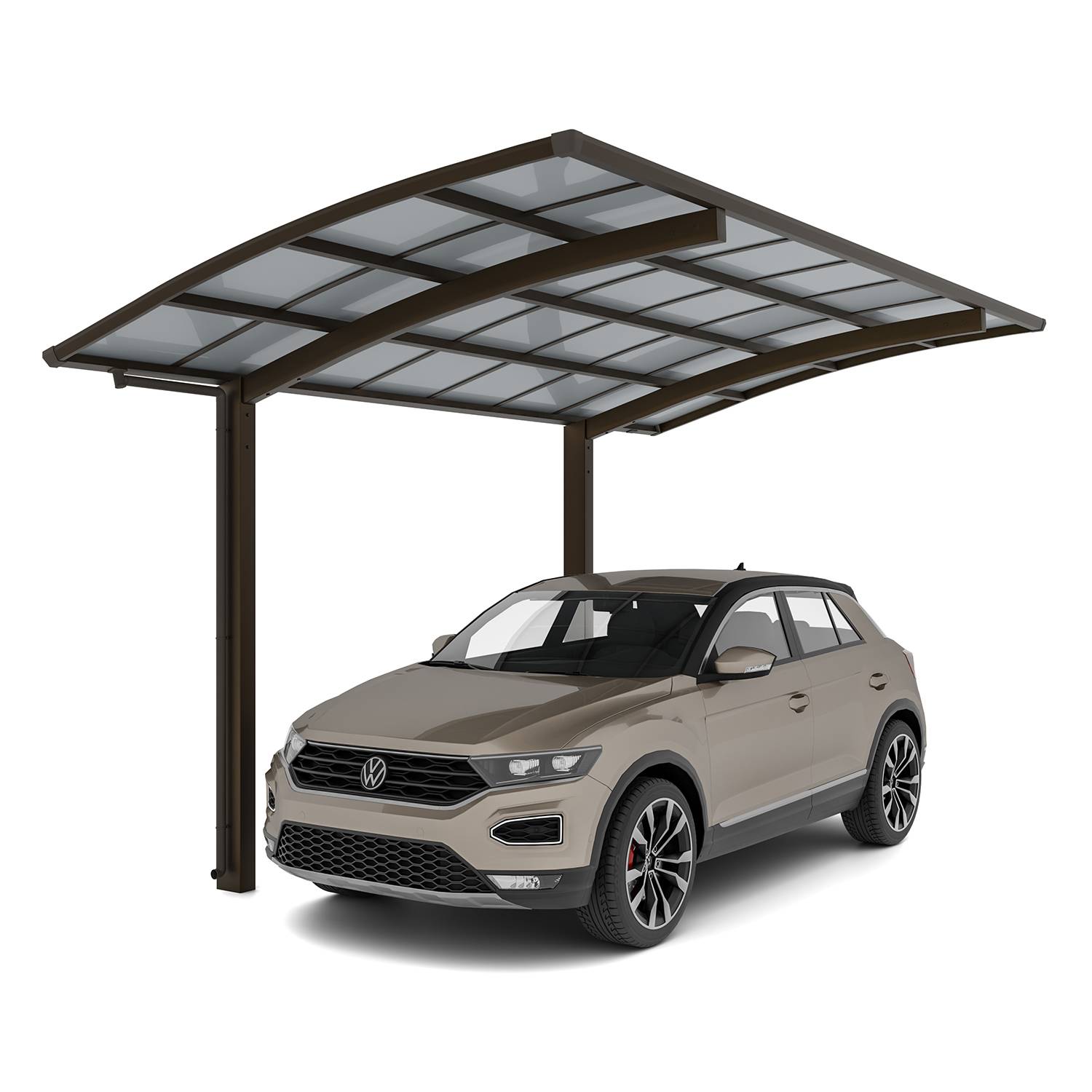 Carport PORTOFORTE Rallongé et largeur augmentée XL  (charge toiture 100kg/m²) Anodisé coloris bronze mat - XIMAX PORTOFORTE - Image 1