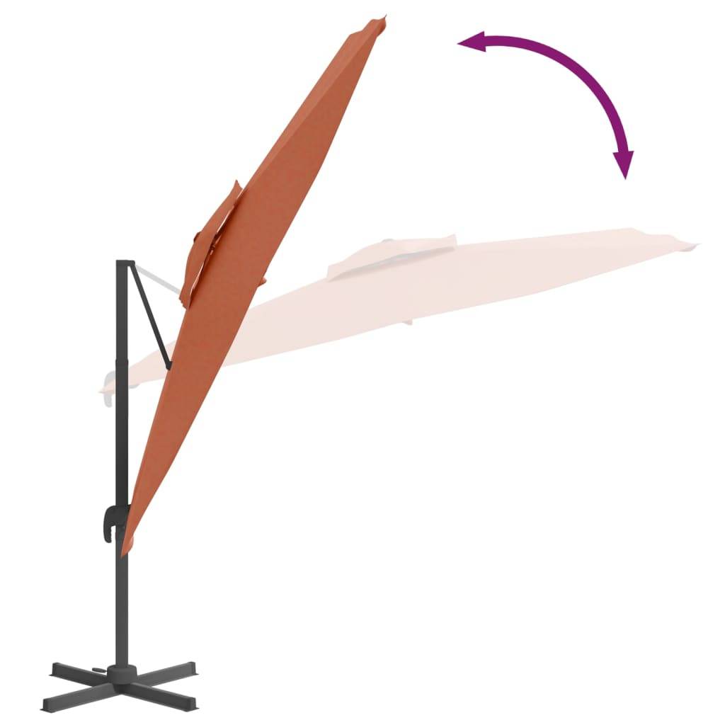 Helloshop26 - Parasol meuble de jardin cantilever à double toit 400 x 300 cm terre cuite - Imagen 6