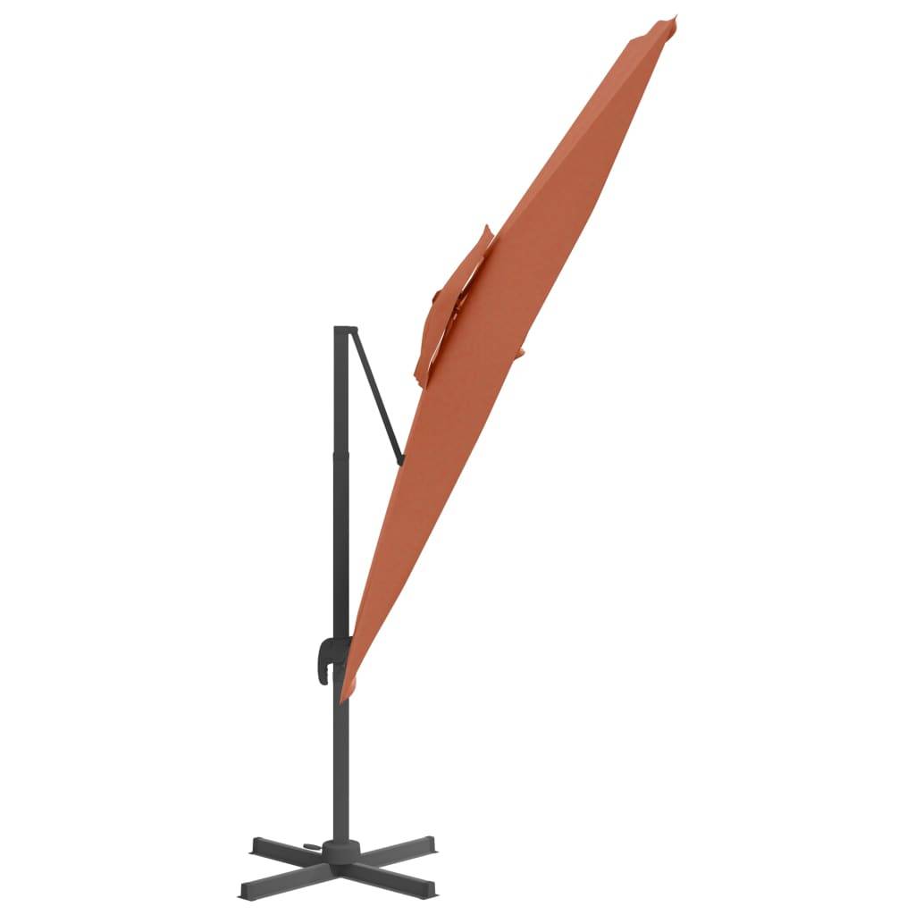 Helloshop26 - Parasol meuble de jardin cantilever à double toit 400 x 300 cm terre cuite - Imagen 3