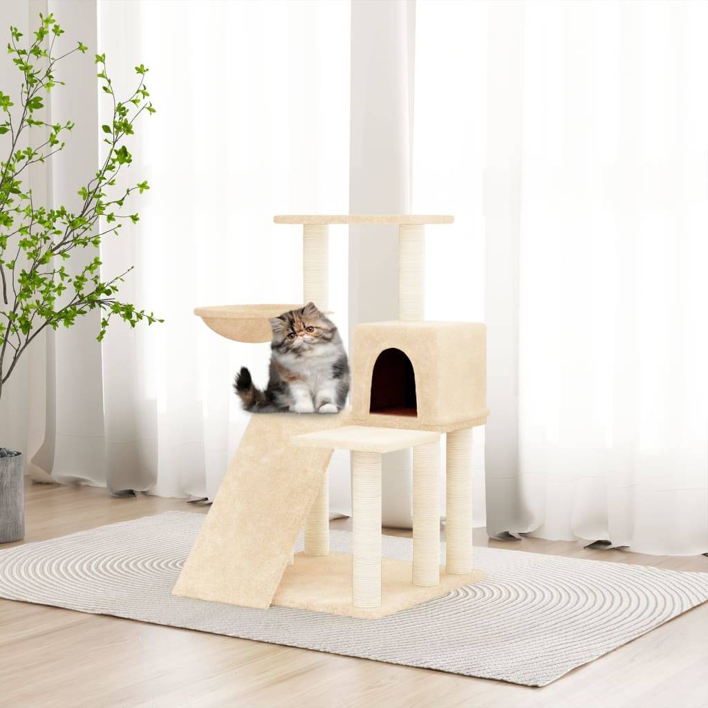 Arbre à chat, Tour à chat avec griffoirs en sisal Crème 82 cm MP54 - Image 2
