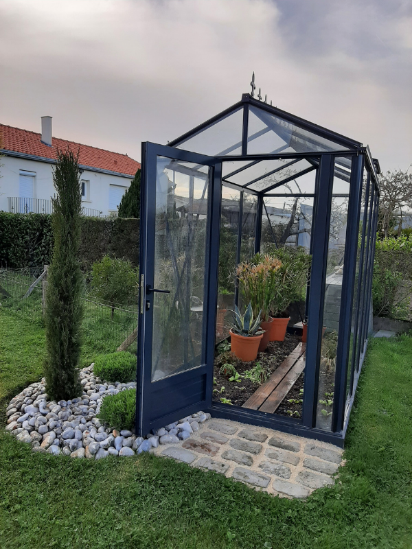 6m²  -  Serre en verre trempé - Euro Micro - laquée - 6m² - blanc pur - L'atelier Des Serres - Imagen 1