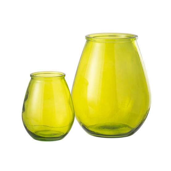 Vase Déco en Verre "Stripe" 35cm Jaune - Image 2