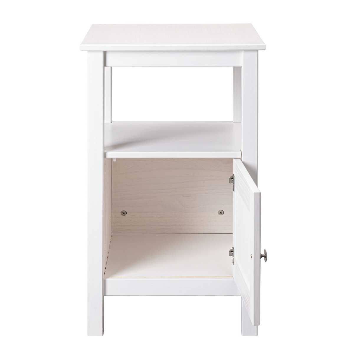 ALTOBUY - Table d'appoint 1 porte en pin massif vernis blanc - DORIE - Image 4