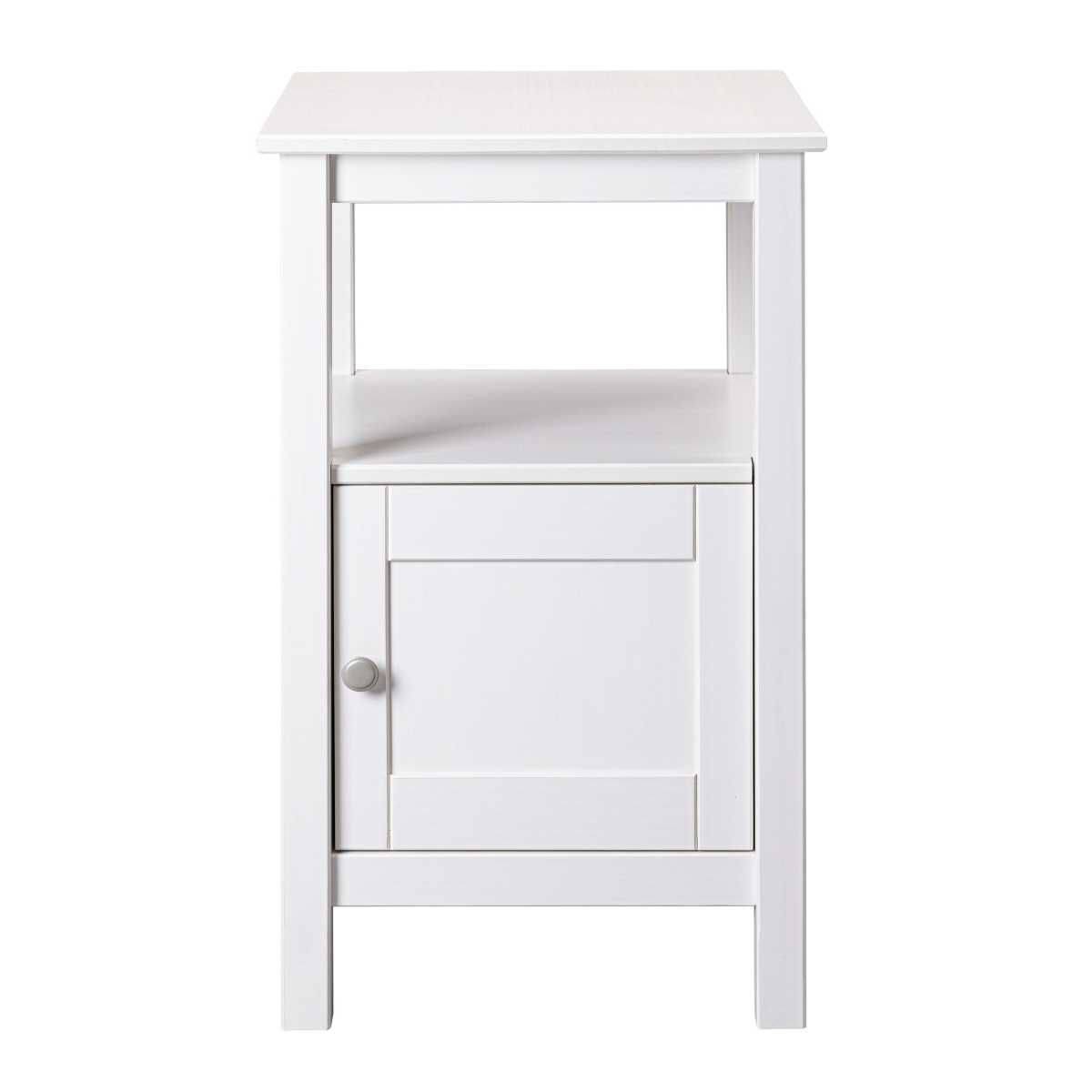 ALTOBUY - Table d'appoint 1 porte en pin massif vernis blanc - DORIE - Image 3
