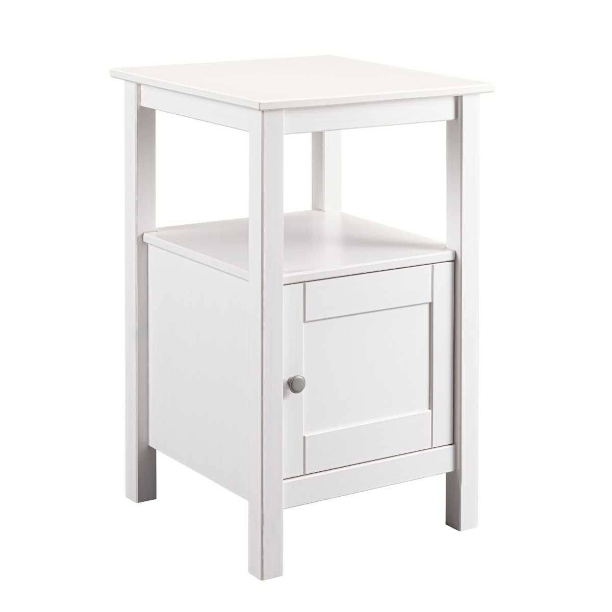 ALTOBUY - Table d'appoint 1 porte en pin massif vernis blanc - DORIE - Image 1