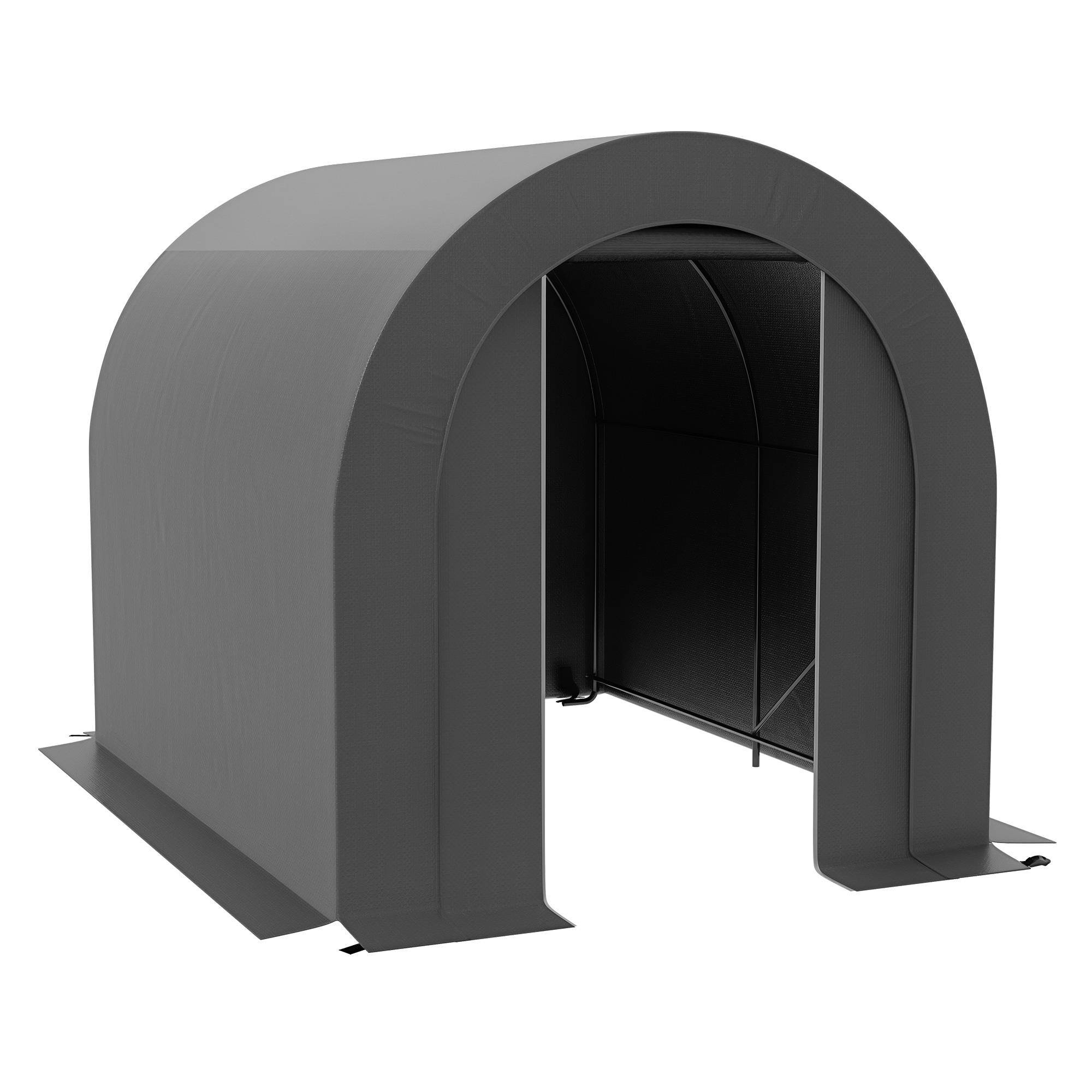 Tente de rangement PE métal extérieur garage vélos bois 239x180x190cm gris foncé - ComfortXL Outdoor Living - Image 1