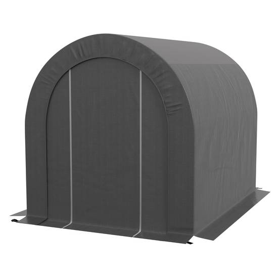 Tente de rangement PE métal extérieur garage vélos bois 239x180x190cm gris foncé - ComfortXL Outdoor Living - Image 2