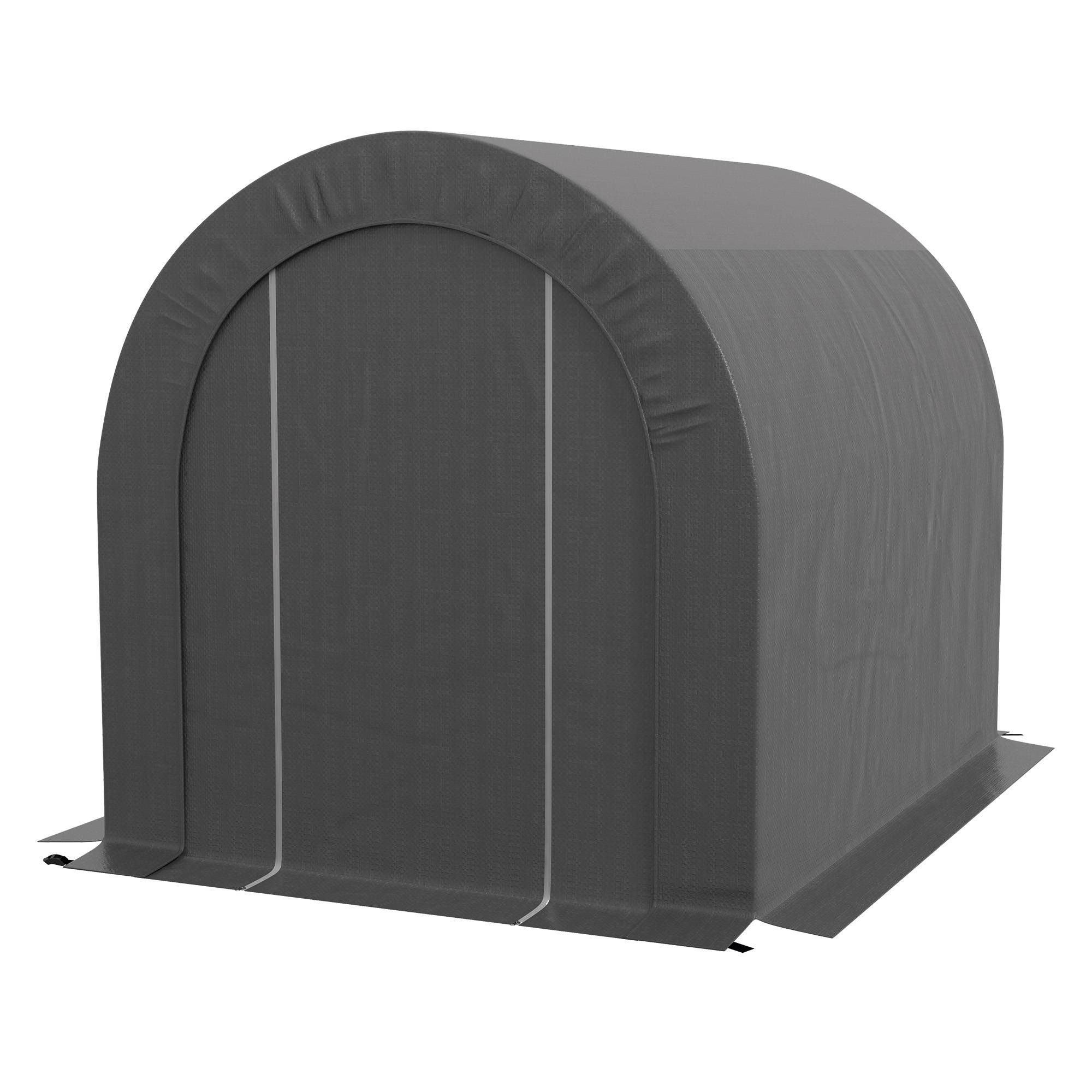 Tente de rangement PE métal extérieur garage vélos bois 239x180x190cm gris foncé - ComfortXL Outdoor Living - Image 2