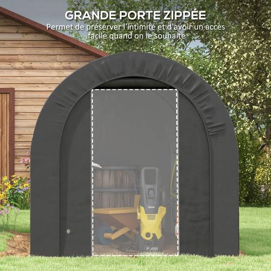 Tente de rangement PE métal extérieur garage vélos bois 239x180x190cm gris foncé - ComfortXL Outdoor Living - Image 8