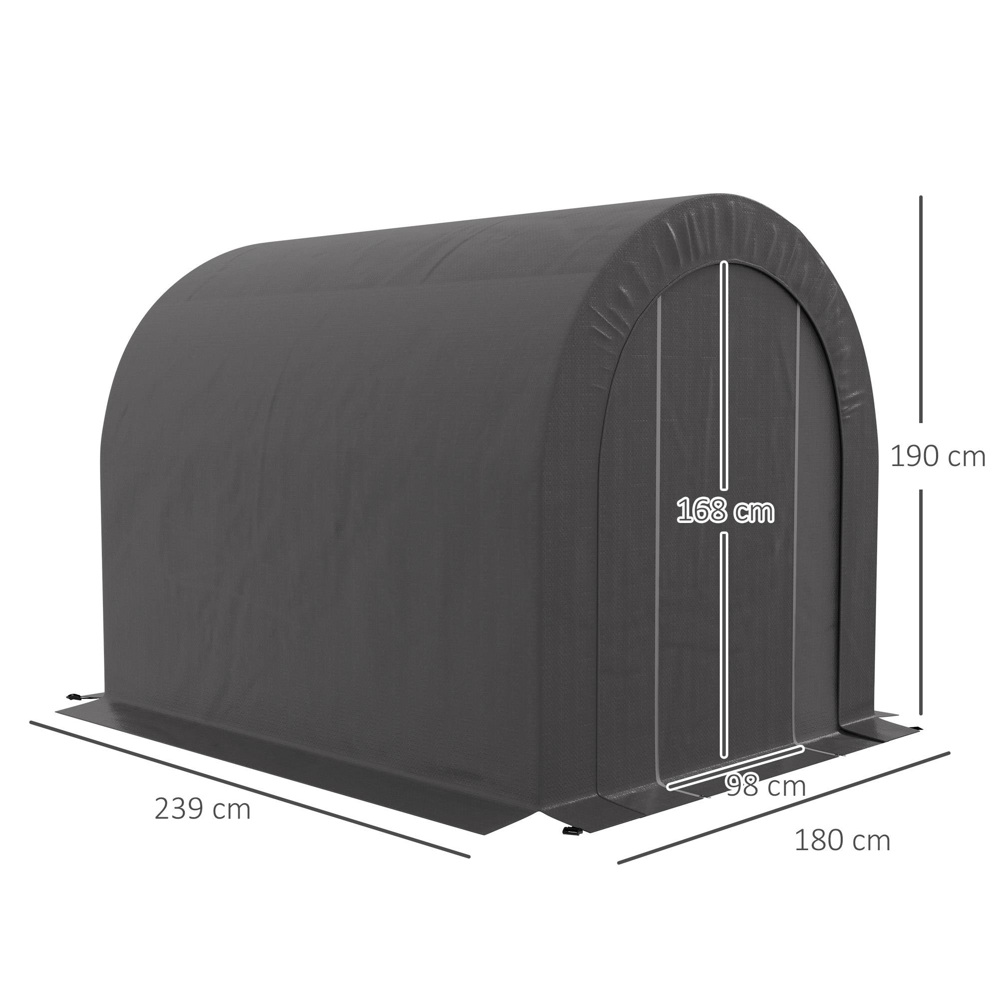 Tente de rangement PE métal extérieur garage vélos bois 239x180x190cm gris foncé - ComfortXL Outdoor Living - Image 5