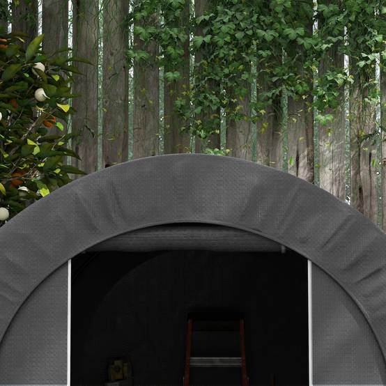 Tente de rangement PE métal extérieur garage vélos bois 239x180x190cm gris foncé - ComfortXL Outdoor Living - Image 10