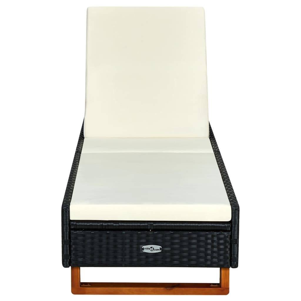 Helloshop26 - Transat bain de soleil avec coussin résine tressée noir - Imagen 2