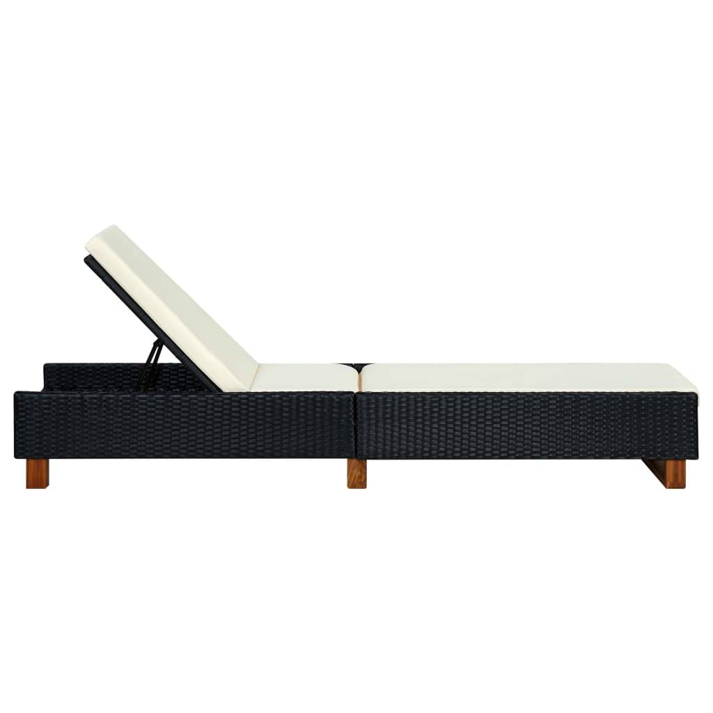 Helloshop26 - Transat bain de soleil avec coussin résine tressée noir - Imagen 3