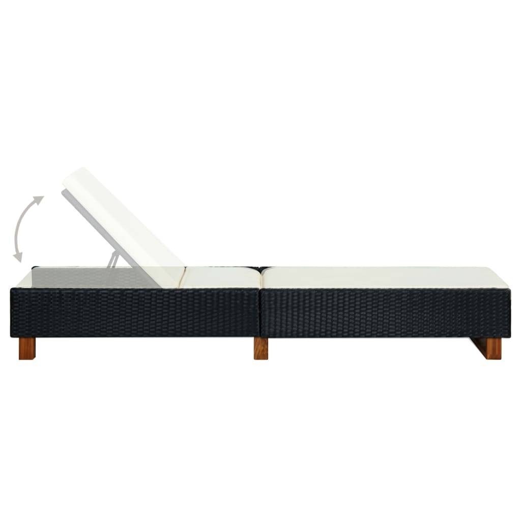 Helloshop26 - Transat bain de soleil avec coussin résine tressée noir - Imagen 5