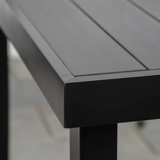 Table repas aluminium plastique noire 140x90x74cm, 6 personnes mobilier jardin terrasse - Image 7