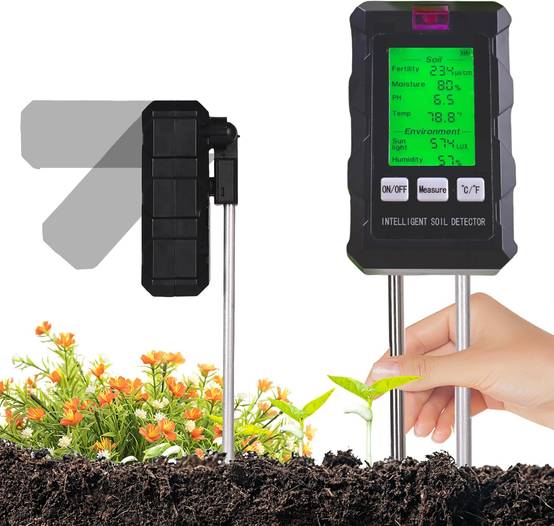 IntiMeg - 6 en 1 Hygrometre Plante avec Fertilité du Sol/Humidité/pH/Température/Lumière Solaire/Humidité Ambiante - IntiMeg - Image 1