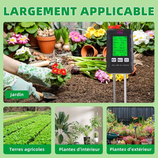 IntiMeg - 6 en 1 Hygrometre Plante avec Fertilité du Sol/Humidité/pH/Température/Lumière Solaire/Humidité Ambiante - IntiMeg - Image 4