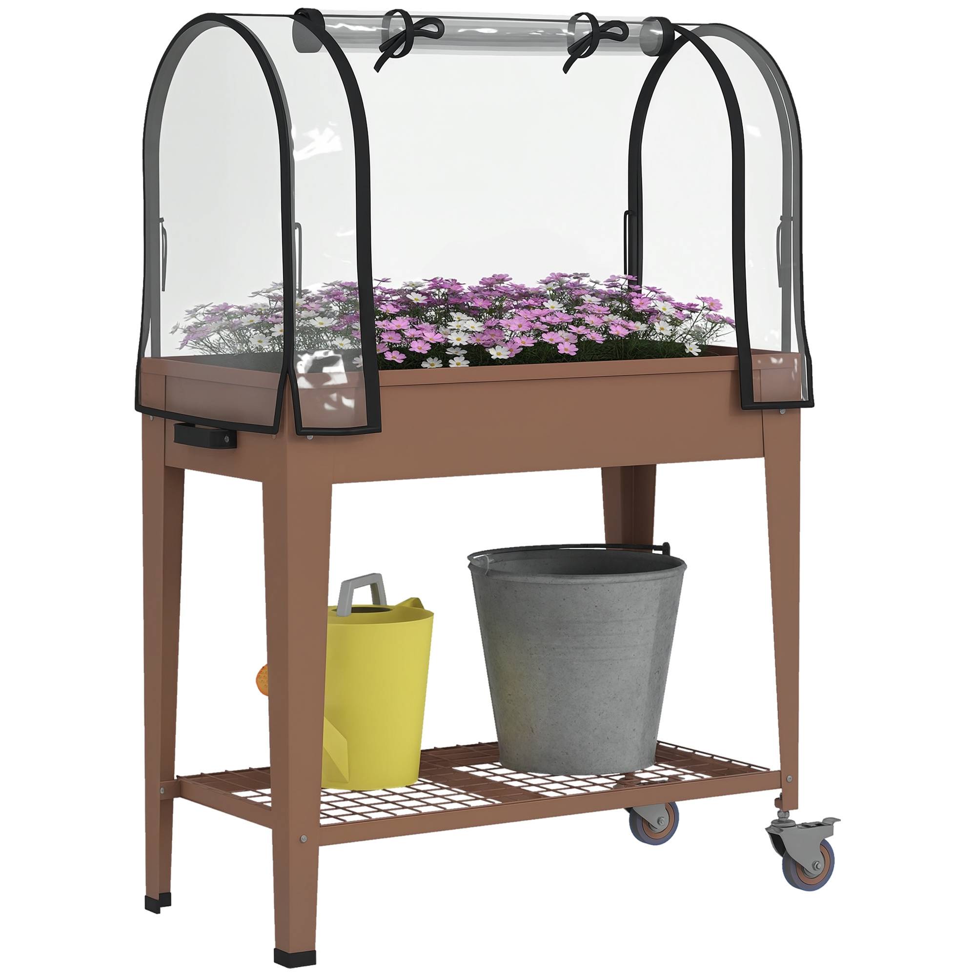 ComfortXL - Potager surélevé avec housse plastique 80 x 40 x 120 cm marron serre mobile - ComfortXL Outdoor Living