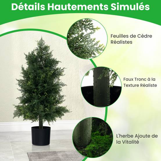 Arbre Artificiel de Pin 80CM avec Pot en Plastique, Faux Cèdre Topiaire avec Feuille Résistante, Fausse Plante Décorative Intérieur Extérieur - Image 4