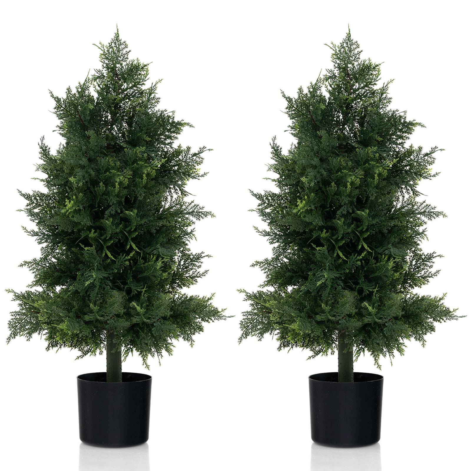 Arbre Artificiel de Pin 80CM avec Pot en Plastique, Faux Cèdre Topiaire avec Feuille Résistante, Fausse Plante Décorative Intérieur Extérieur - Image 1