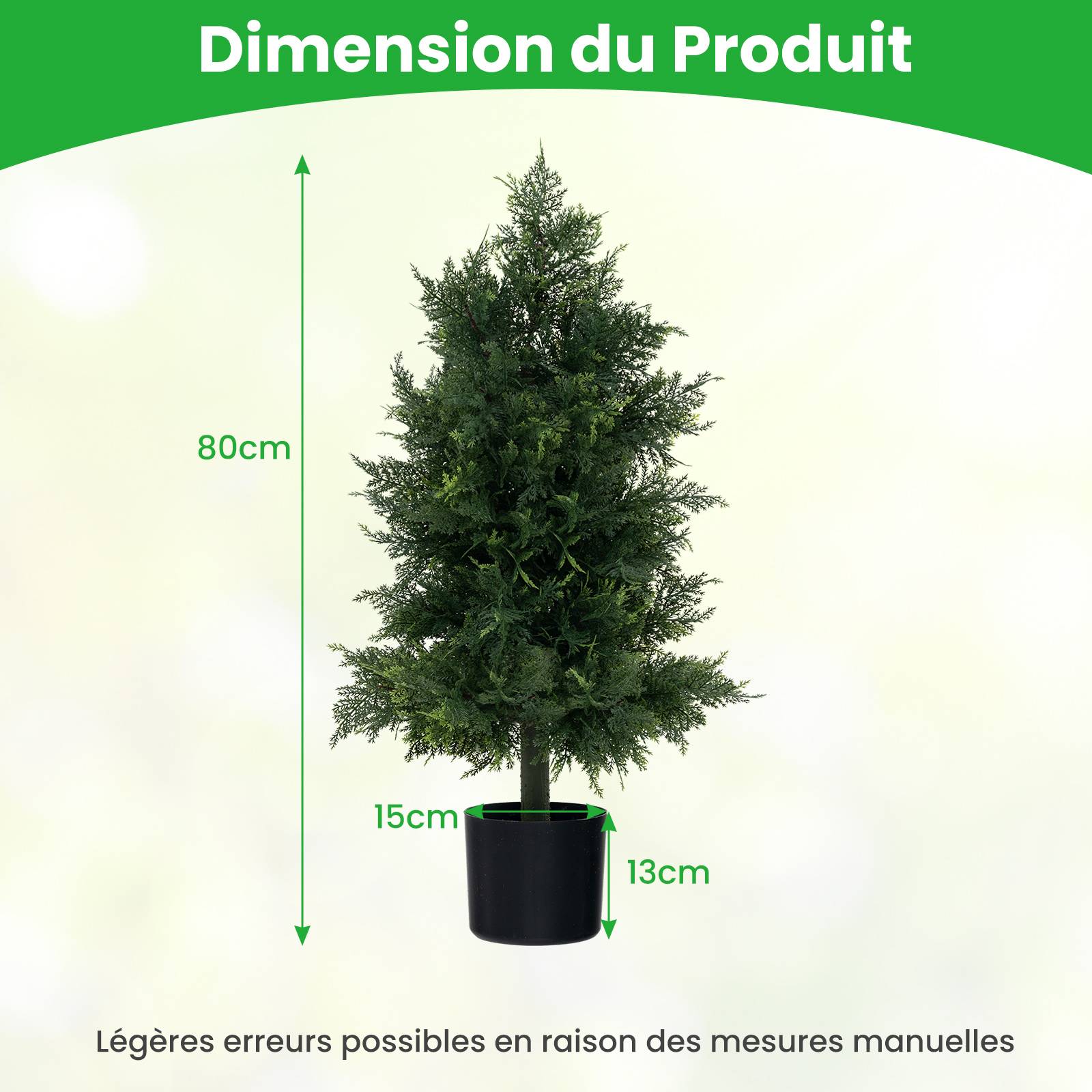 Arbre Artificiel de Pin 80CM avec Pot en Plastique, Faux Cèdre Topiaire avec Feuille Résistante, Fausse Plante Décorative Intérieur Extérieur - Image 3