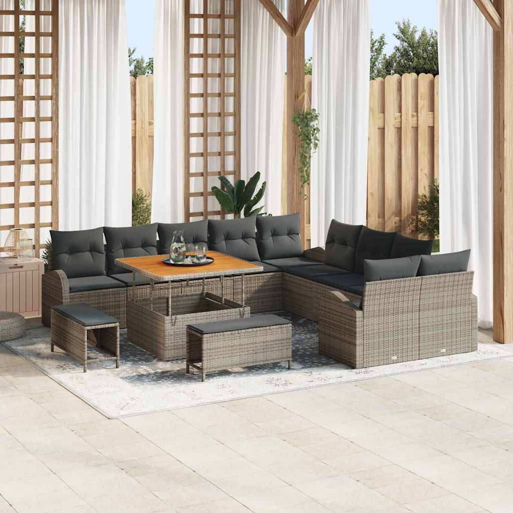 Canapé Extérieur 13 Pcs Résine Tressée & Acier Design Robuste et Élégant Gris – ComfortXL Outdoor Living - Image 1