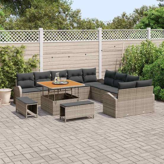 Canapé Extérieur 13 Pcs Résine Tressée & Acier Design Robuste et Élégant Gris – ComfortXL Outdoor Living - Image 3