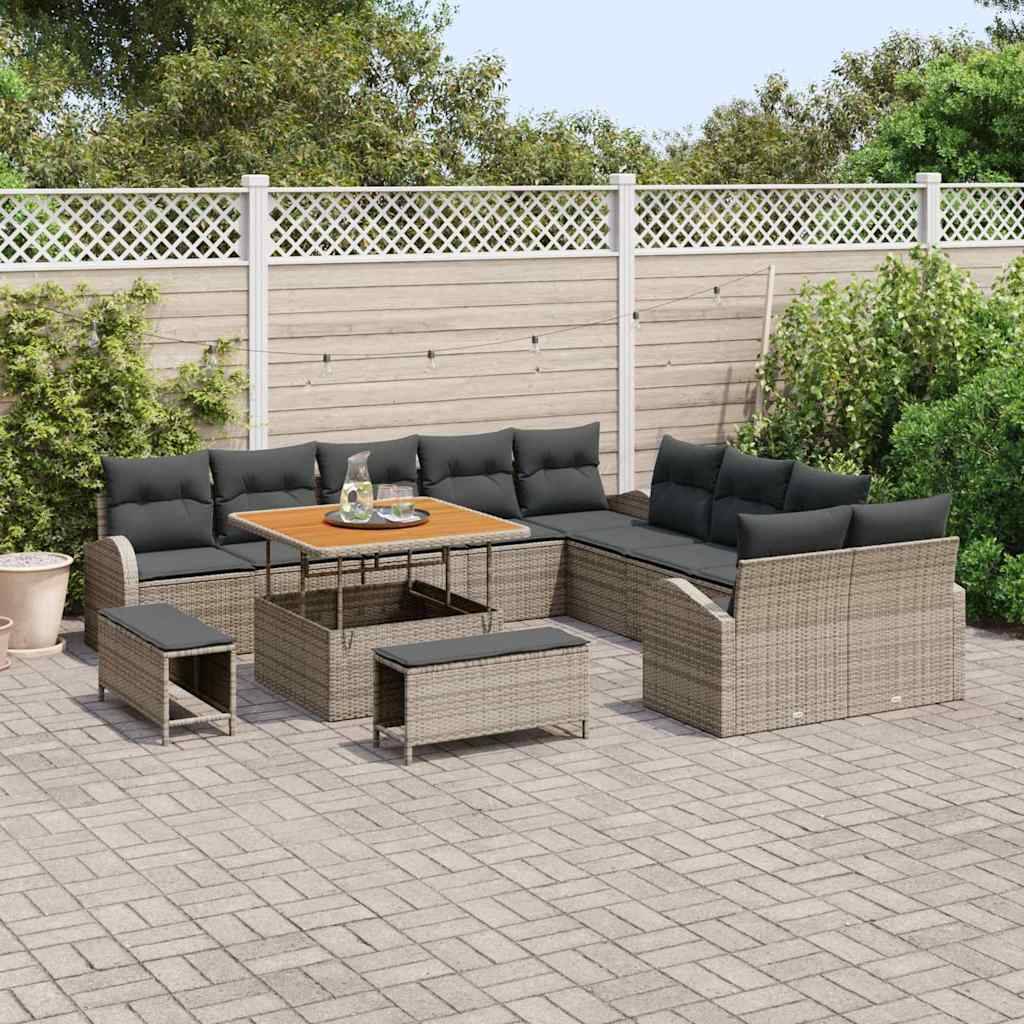 Canapé Extérieur 13 Pcs Résine Tressée & Acier Design Robuste et Élégant Gris – ComfortXL Outdoor Living - Image 3