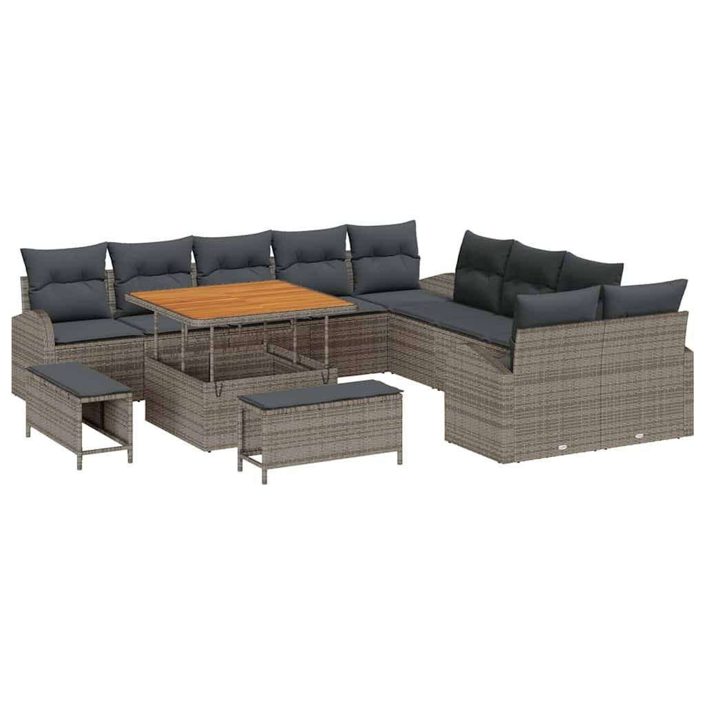 Canapé Extérieur 13 Pcs Résine Tressée & Acier Design Robuste et Élégant Gris – ComfortXL Outdoor Living - Image 2