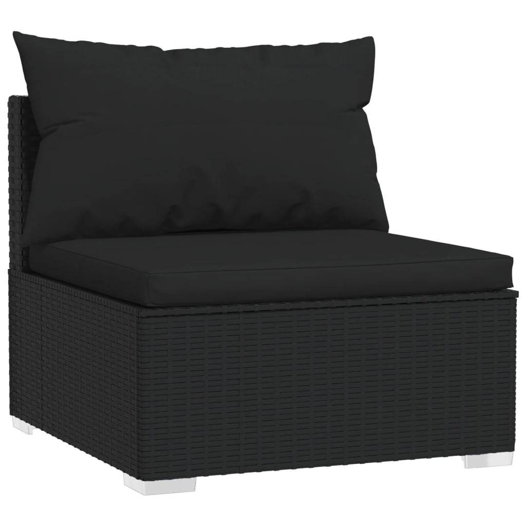 Helloshop26 - Salon de jardin meuble d'extérieur ensemble de mobilier 4 pièces avec coussins résine tressée noir - Imagen 4