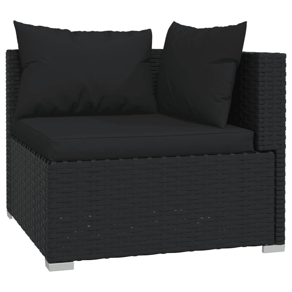 Helloshop26 - Salon de jardin meuble d'extérieur ensemble de mobilier 4 pièces avec coussins résine tressée noir - Imagen 2
