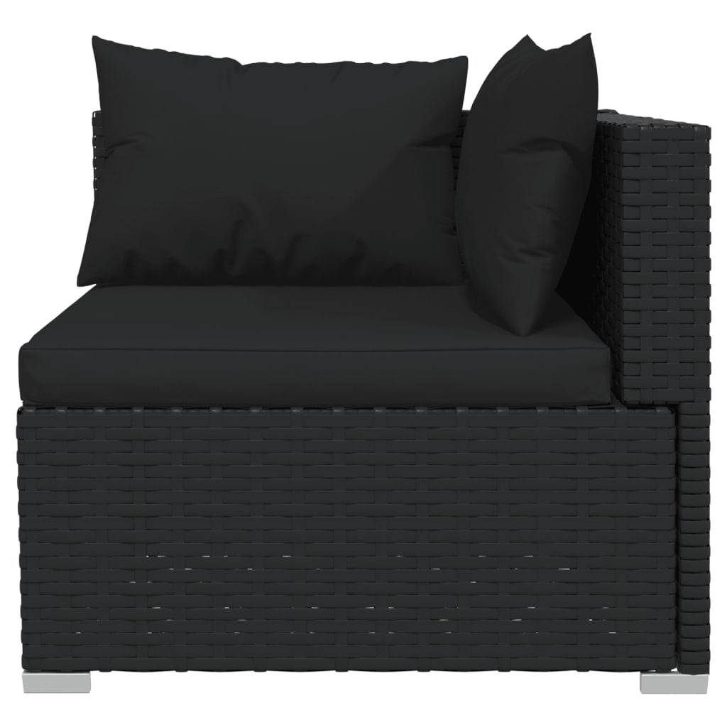 Helloshop26 - Salon de jardin meuble d'extérieur ensemble de mobilier 4 pièces avec coussins résine tressée noir - Imagen 3