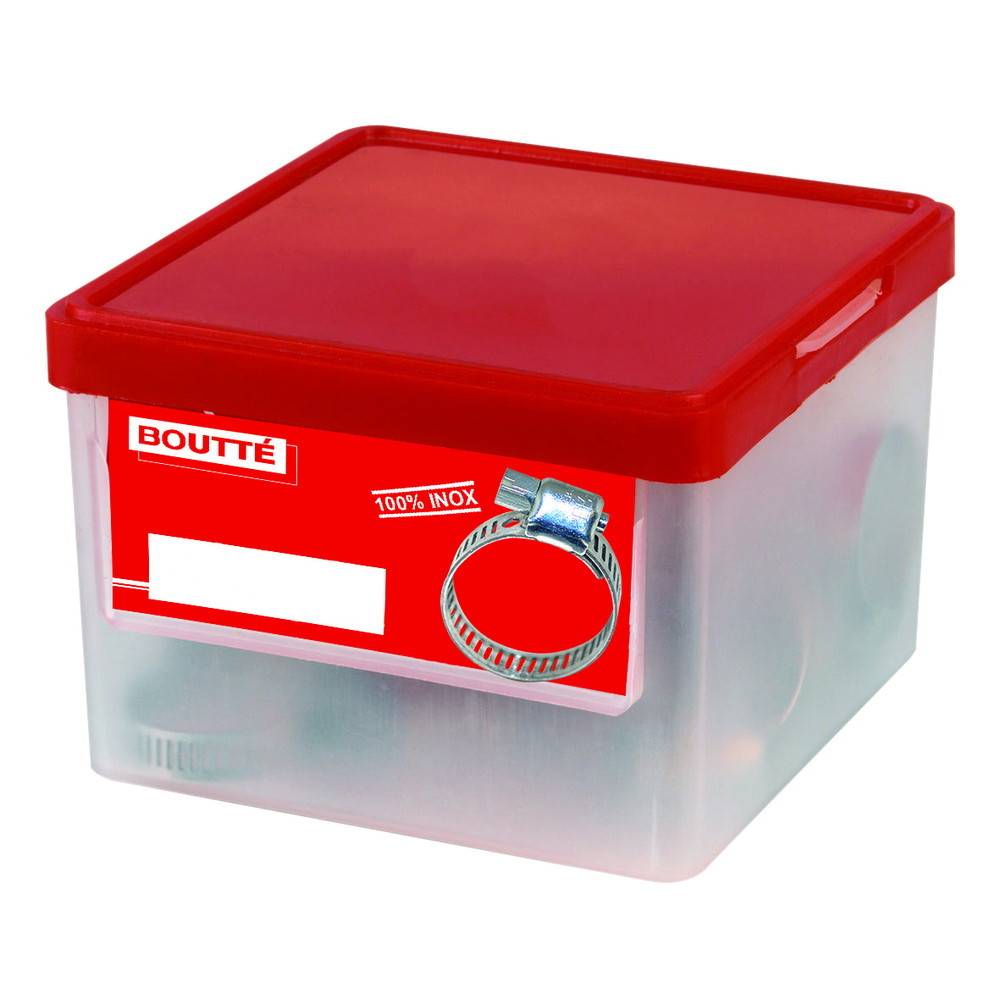 Boîte de 50 colliers bande ajourée inox de serrage, l. 8mm, Ø 10/16 Boutté