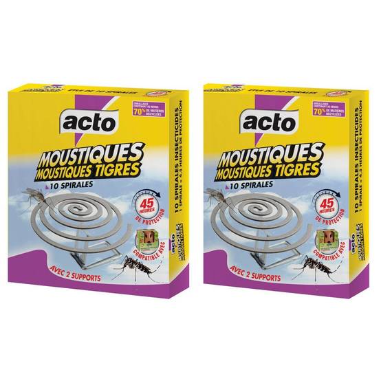 Lot 2x Spirales Anti-Moustiques Tigre ACTO : 90H de Protection - Image 1
