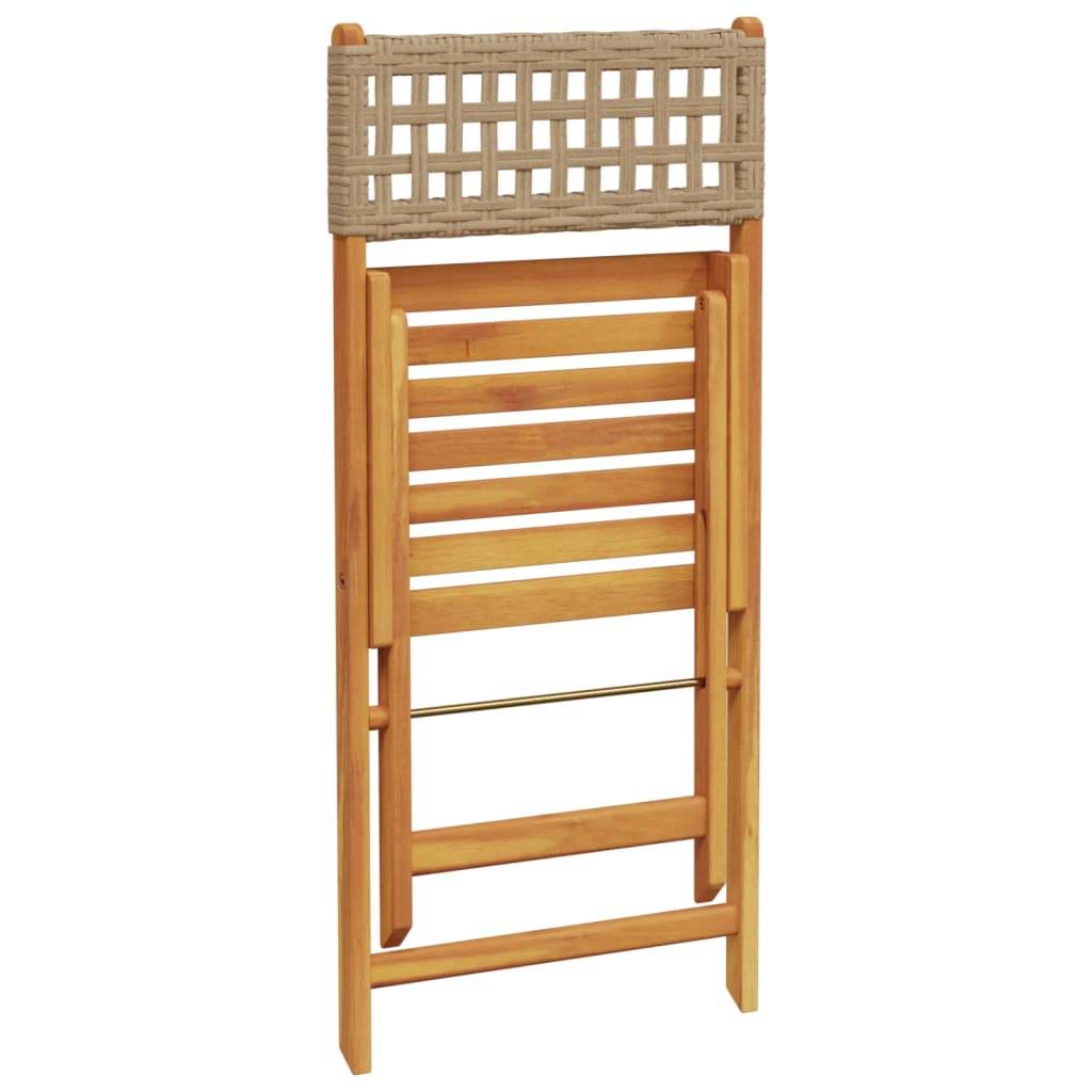 Ensemble de bistro 3 pcs | Mobilier d'extérieur beige résine tressée et bois massif Maison Chic - Image 7