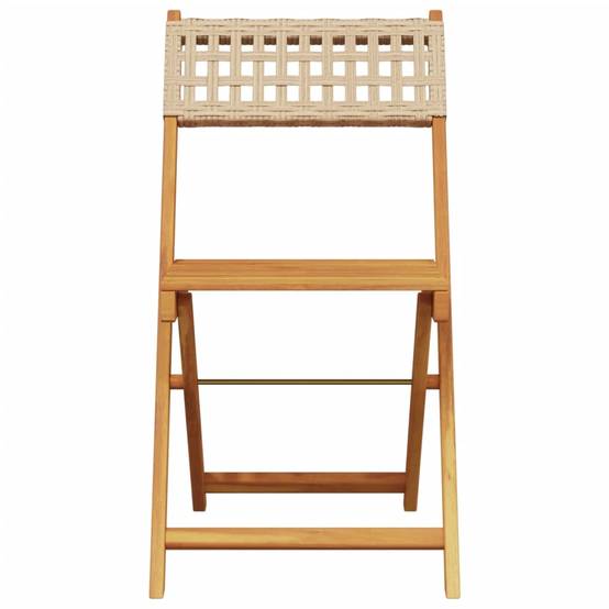 Ensemble de bistro 3 pcs | Mobilier d'extérieur beige résine tressée et bois massif Maison Chic - Image 4