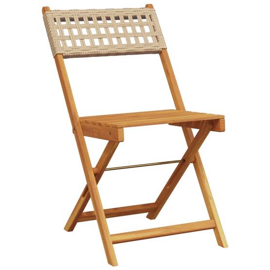 Ensemble de bistro 3 pcs | Mobilier d'extérieur beige résine tressée et bois massif Maison Chic - Image 3