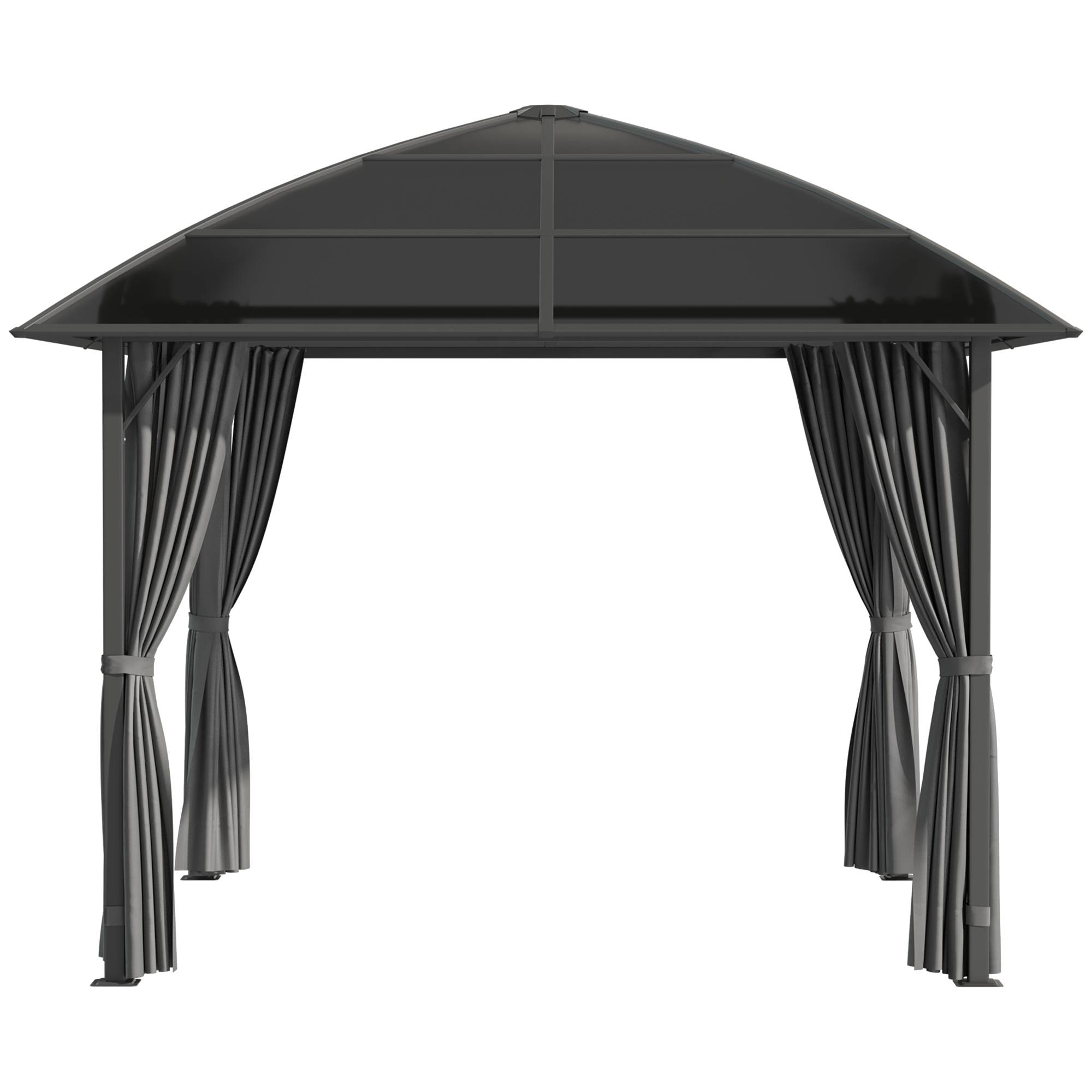Outsunny - Tonnelle pavillon jardin 3x3m imperméable UV60+ structure aluminium toit polycarbonate gris foncé - Outsunny - Image 9