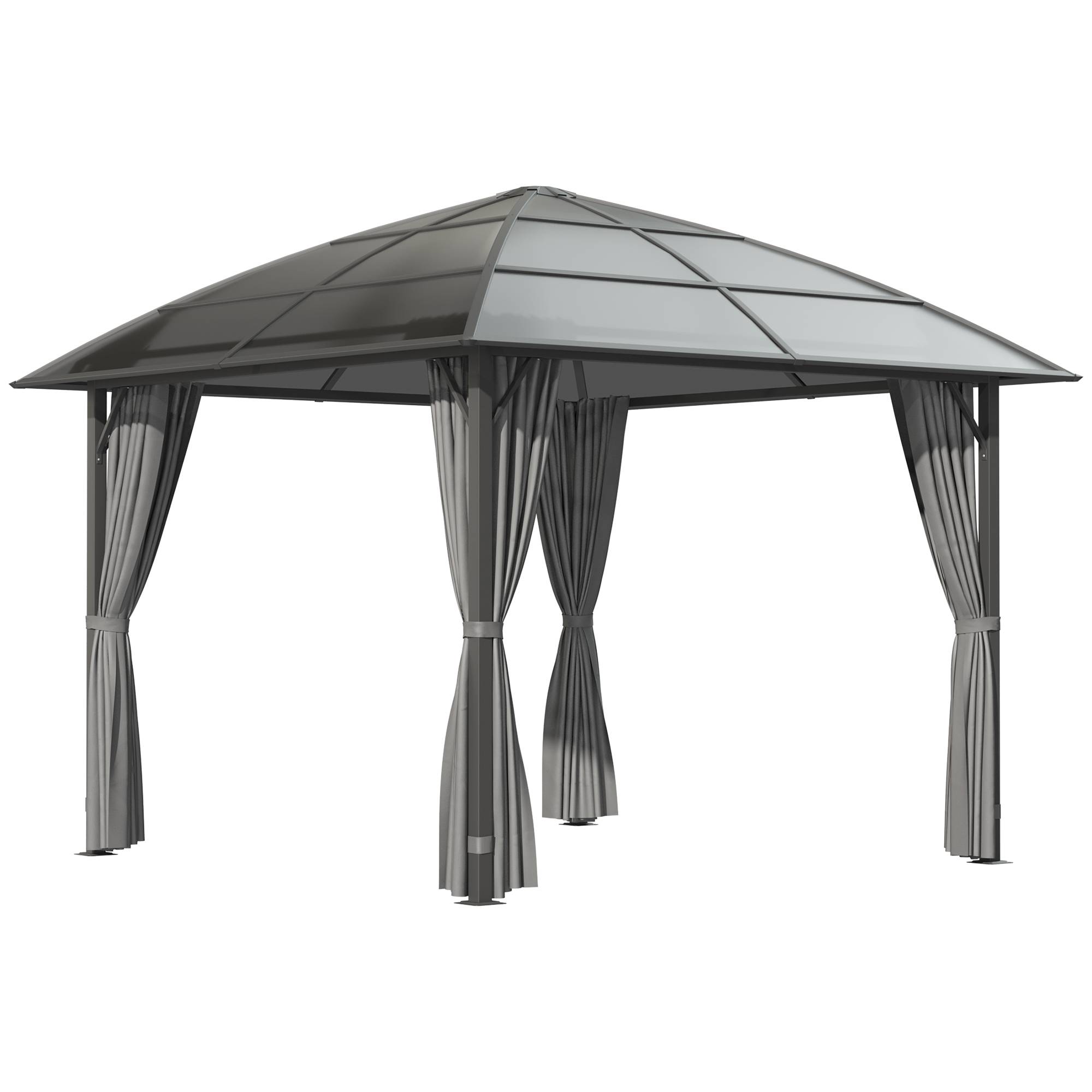 Outsunny - Tonnelle pavillon jardin 3x3m imperméable UV60+ structure aluminium toit polycarbonate gris foncé - Outsunny - Image 1