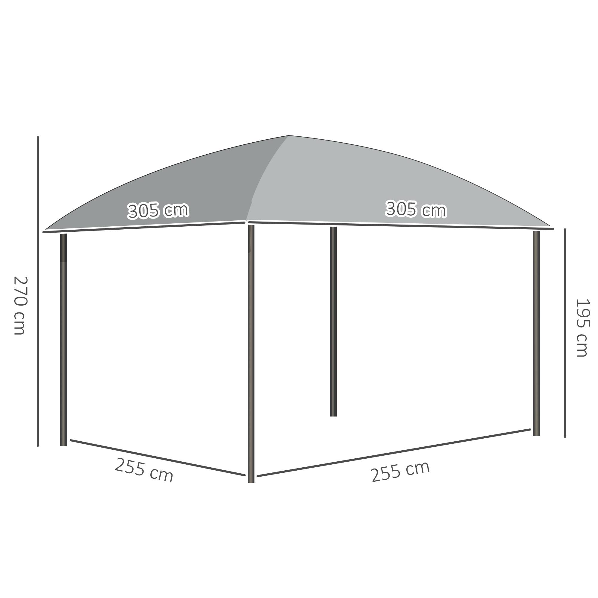 Outsunny - Tonnelle pavillon jardin 3x3m imperméable UV60+ structure aluminium toit polycarbonate gris foncé - Outsunny - Image 3