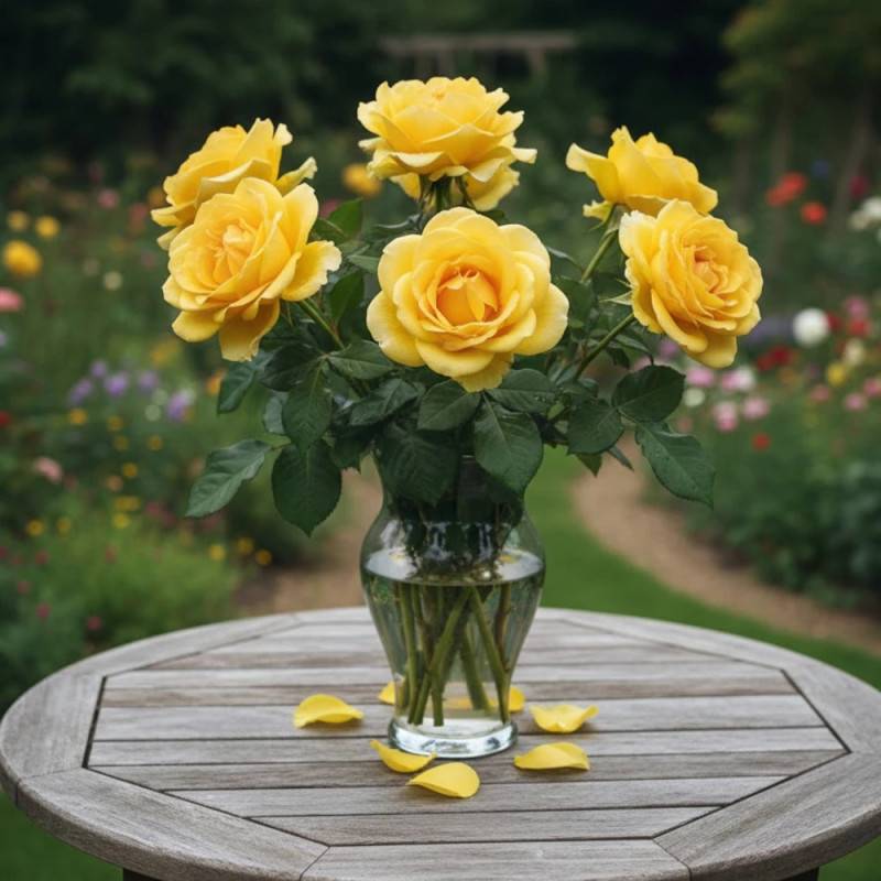 Rosier à grandes fleurs Bernard Hinault® 'Crobourg' à fleurs Jaune - feuillage Caduc - Pot de 3L - 20/40 cm- hauteur à maturité De 0,50 m à 1,00 m - Image 2