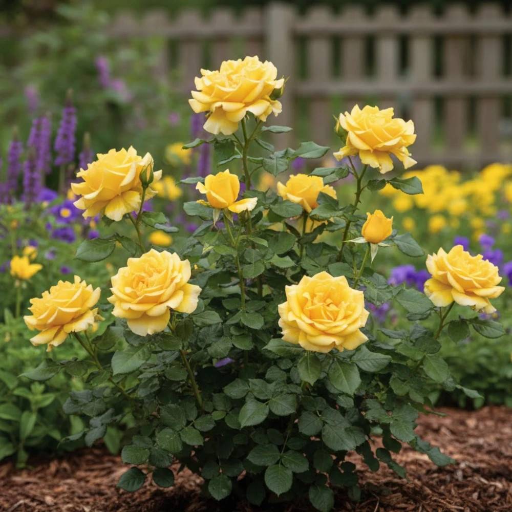 Rosier à grandes fleurs Bernard Hinault® 'Crobourg' à fleurs Jaune/ - feuillage Caduc - Pot de 3L - 20/40 cm