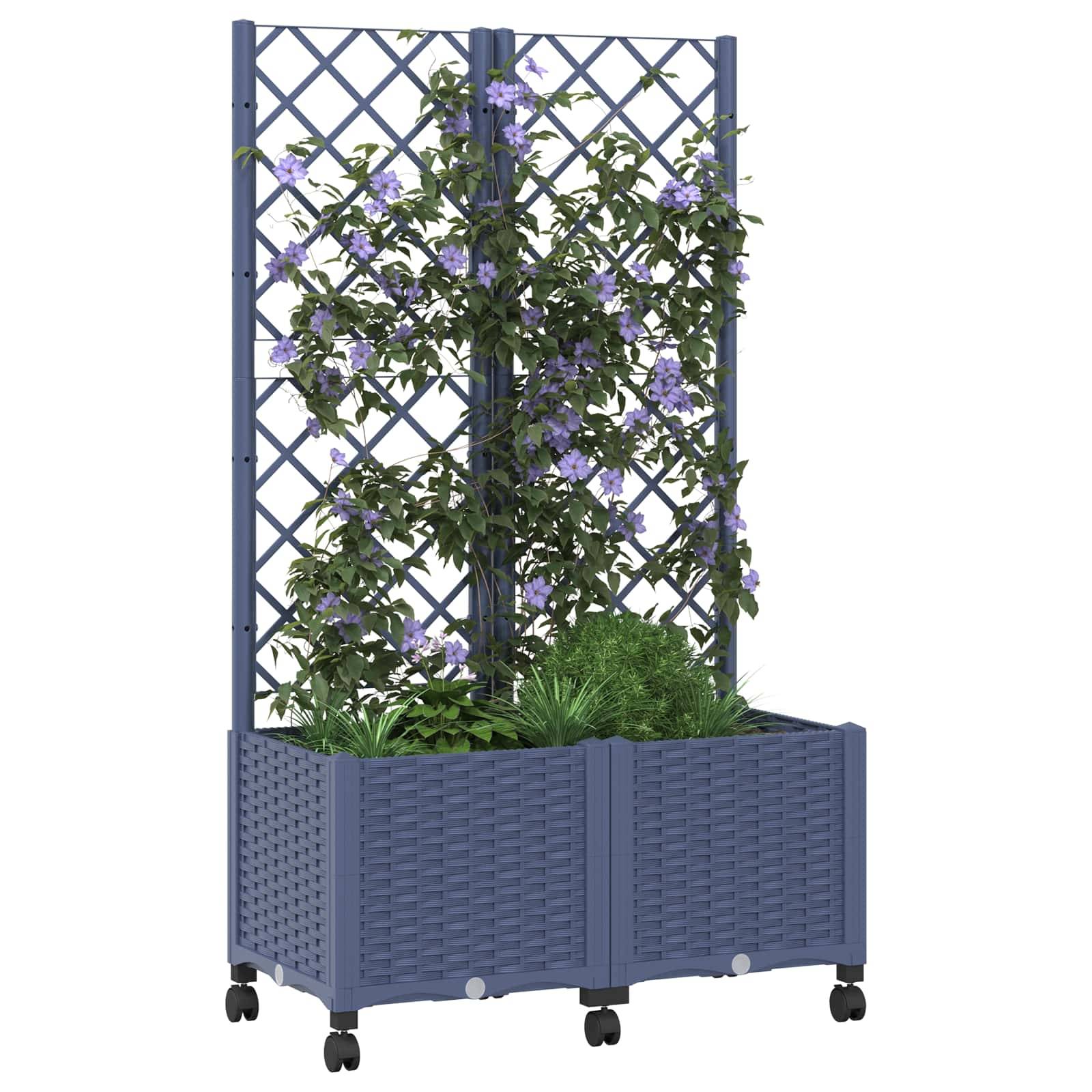 ComfortXL - Bac à fleurs treillis PP jardin balcon tuteur tomates 80x40cm gris bleu - ComfortXL Outdoor Living - Image 3