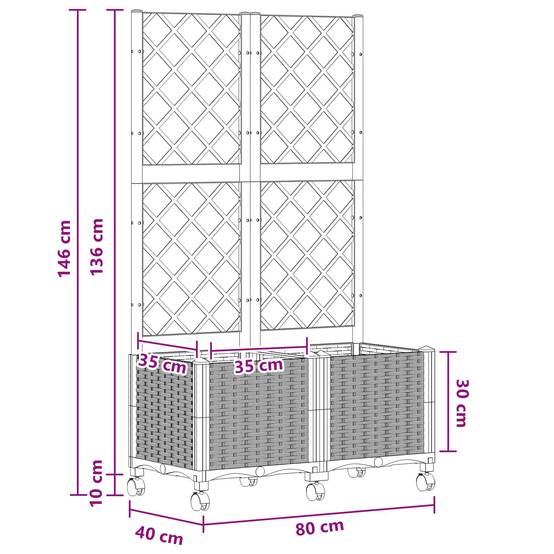 ComfortXL - Bac à fleurs treillis PP jardin balcon tuteur tomates 80x40cm gris bleu - ComfortXL Outdoor Living - Image 8