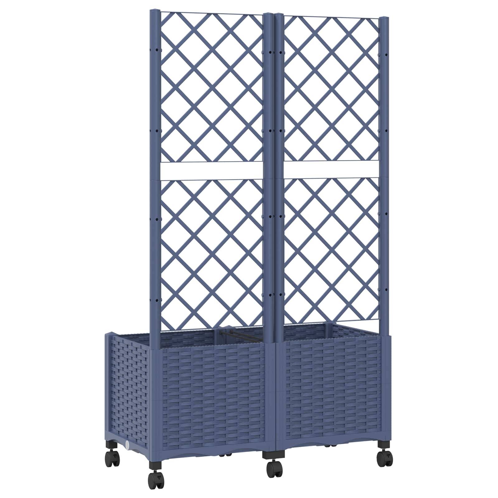 ComfortXL - Bac à fleurs treillis PP jardin balcon tuteur tomates 80x40cm gris bleu - ComfortXL Outdoor Living - Image 5