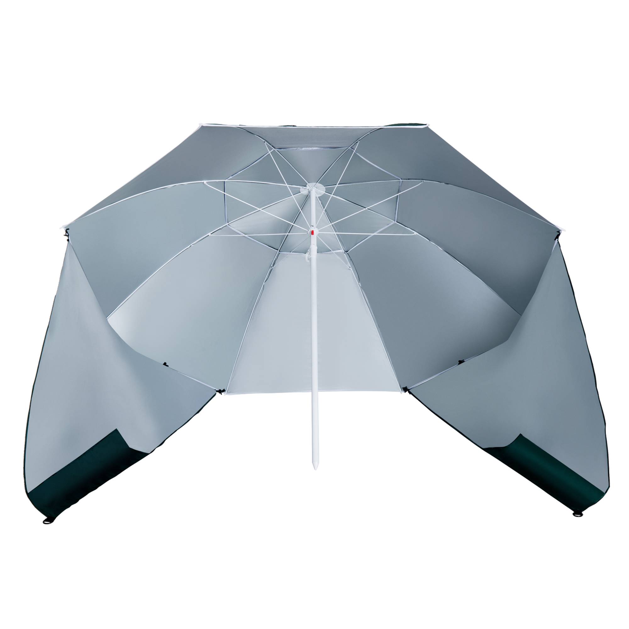 Parasol de plage 2 en 1 avec 2 panneaux latéraux, auvent portable anti-UV avec sac de transport, Ø 210 x 222 cm, vert - Image 2