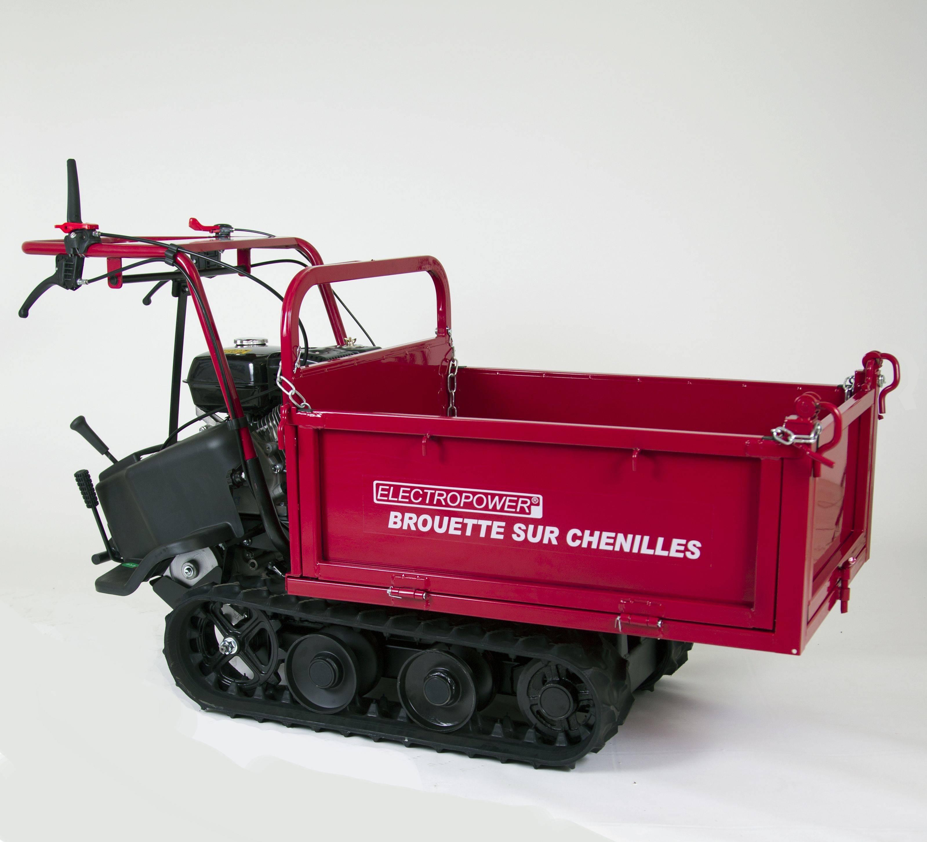 Electropower - Mini dumper - Brouette motorisée à chenilles 320 kg - 8 vitesses - Essence