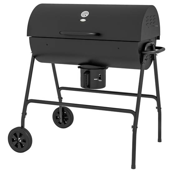 Outsunny - Barbecue charbon de bois avec couvercle 95x71,5x102 cm avec grille, thermomètre, roues, poignée pour jardin/patio noir - Outsunny - Image 1