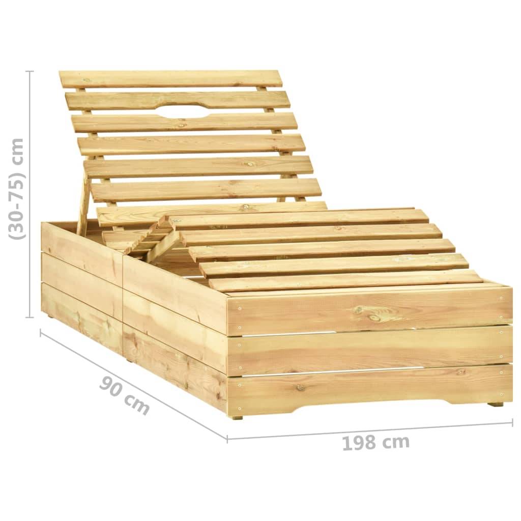 Helloshop26 - Transat chaise longue bain de soleil lit de jardin terrasse meuble d'extérieur 198 cm avec table et coussin pin imprégné - Imagen 7